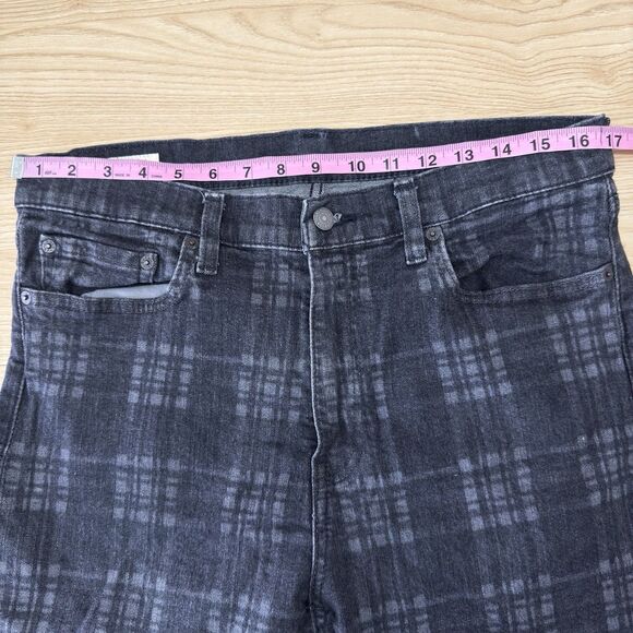 Levis Plaid Jeans Mens 34x30 Black Gray Denim 510 Deathcap Skinny Skater Punk - Picture 5 of 8